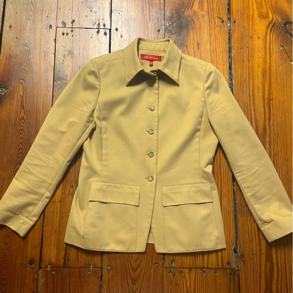 Vintage Anne Klein Women’s Blazer Jacket Size 10 Camel Cotton Wool Blend Career - Picture 6 of 8